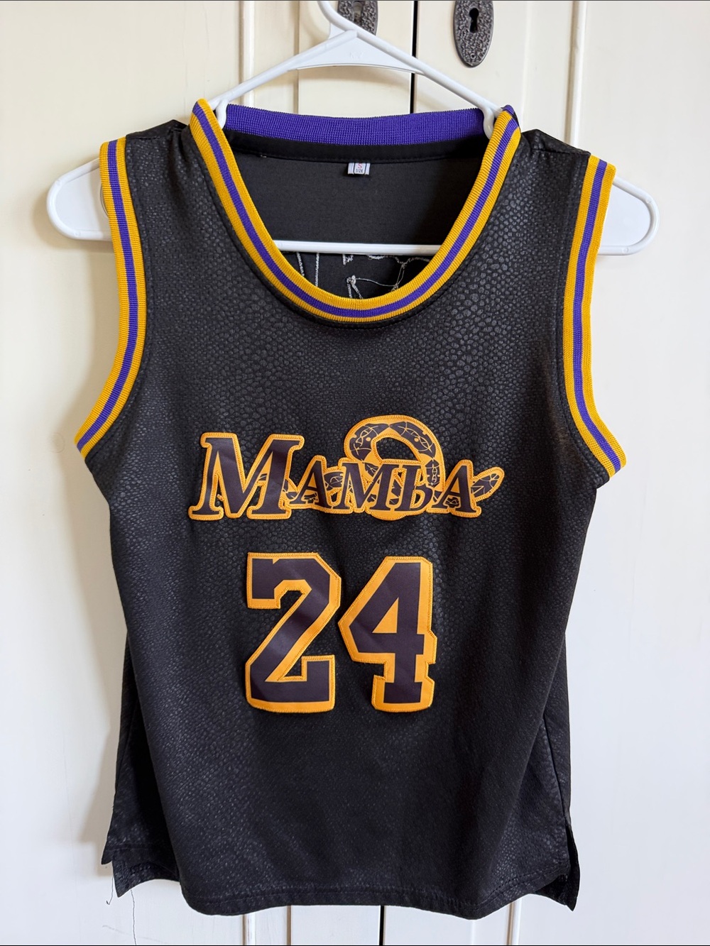 Black Mamba #24 Sleeveless Basketball Jersey - Black & Gold with Purple Trim
